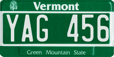 VT license plate YAG456