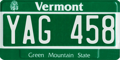 VT license plate YAG458