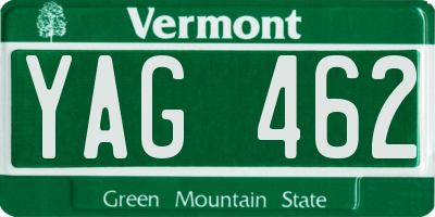 VT license plate YAG462
