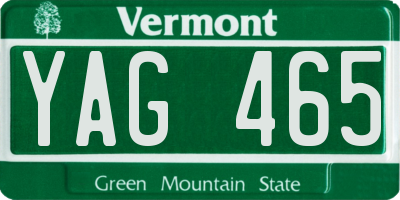 VT license plate YAG465