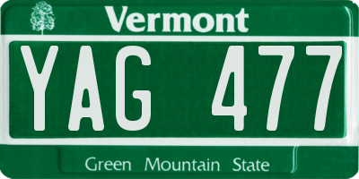 VT license plate YAG477