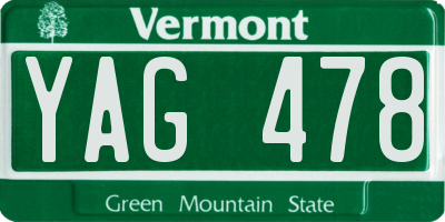 VT license plate YAG478