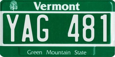 VT license plate YAG481