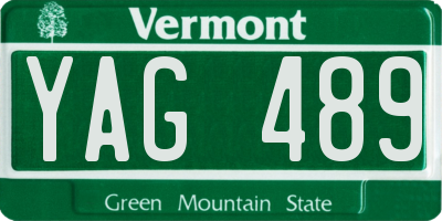 VT license plate YAG489
