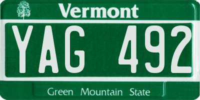 VT license plate YAG492