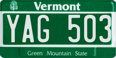 VT license plate YAG503