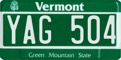 VT license plate YAG504