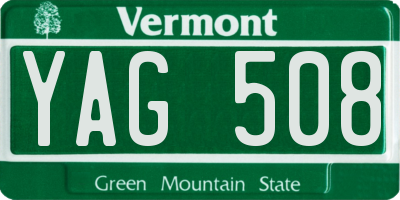 VT license plate YAG508