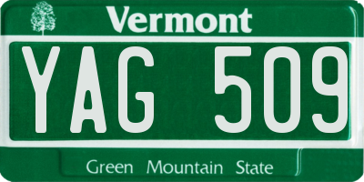 VT license plate YAG509