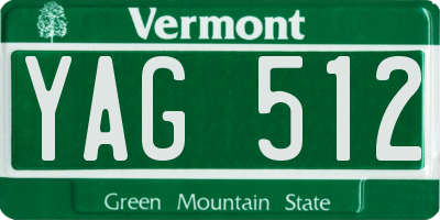 VT license plate YAG512