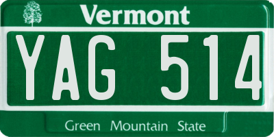 VT license plate YAG514