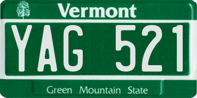 VT license plate YAG521