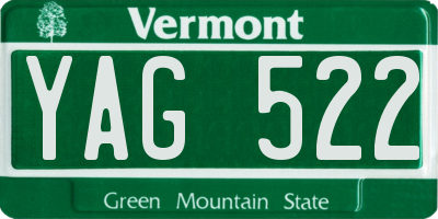 VT license plate YAG522