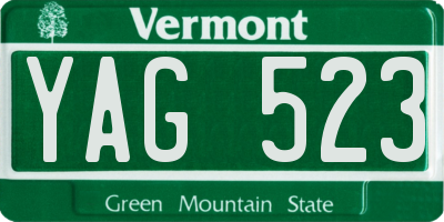 VT license plate YAG523