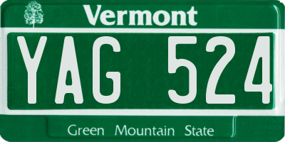 VT license plate YAG524