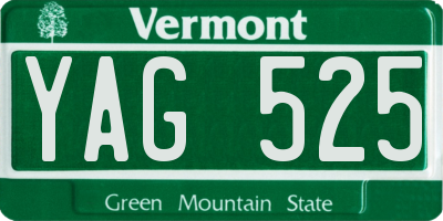 VT license plate YAG525