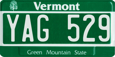 VT license plate YAG529