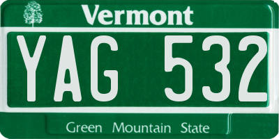 VT license plate YAG532