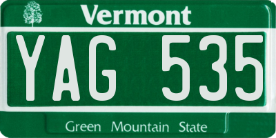 VT license plate YAG535