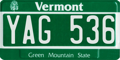 VT license plate YAG536