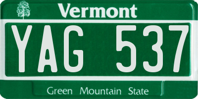 VT license plate YAG537