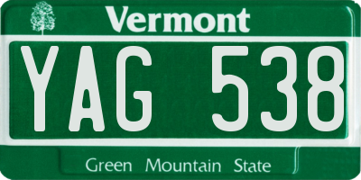 VT license plate YAG538