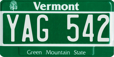 VT license plate YAG542