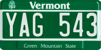 VT license plate YAG543