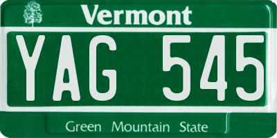 VT license plate YAG545