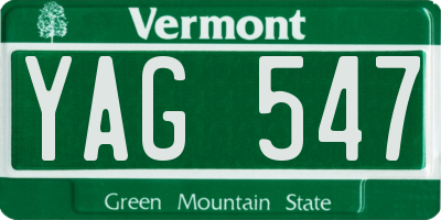 VT license plate YAG547