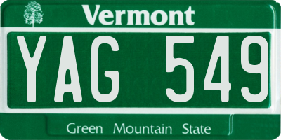 VT license plate YAG549