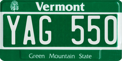 VT license plate YAG550