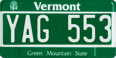 VT license plate YAG553
