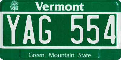 VT license plate YAG554