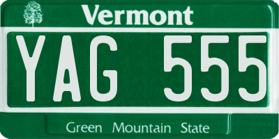 VT license plate YAG555