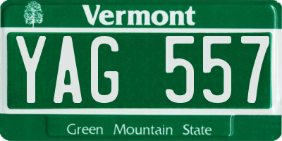 VT license plate YAG557