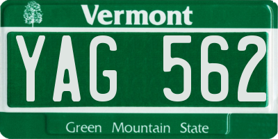 VT license plate YAG562