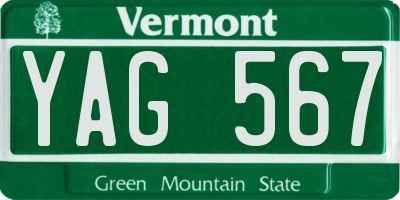 VT license plate YAG567