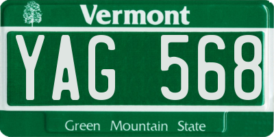 VT license plate YAG568