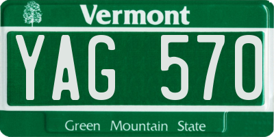 VT license plate YAG570
