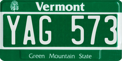 VT license plate YAG573