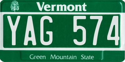 VT license plate YAG574