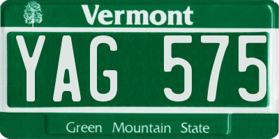 VT license plate YAG575