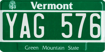 VT license plate YAG576