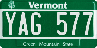 VT license plate YAG577