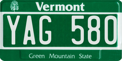 VT license plate YAG580