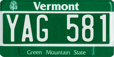 VT license plate YAG581
