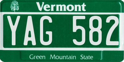 VT license plate YAG582