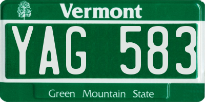 VT license plate YAG583