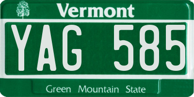 VT license plate YAG585